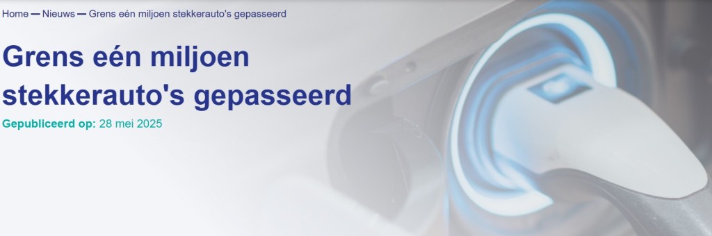 stekkerauto's oftewel elektrische auto meer dan 1 miljoen