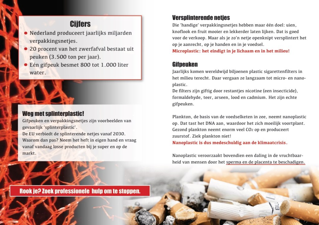 splinter plastic en gif peuken- Flyer door klimaatburgemeester Almere-Soebroto